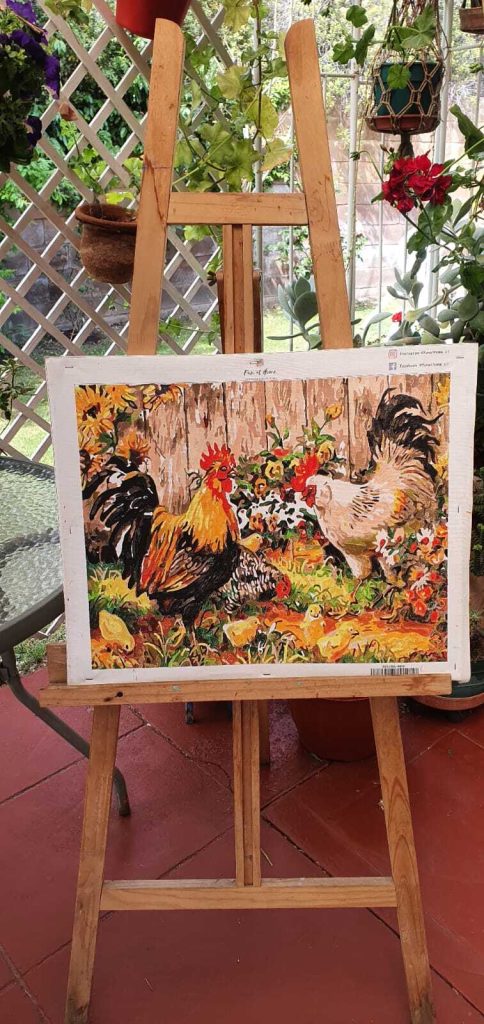 Pintura por Números - Diseño Terminado Gallos
